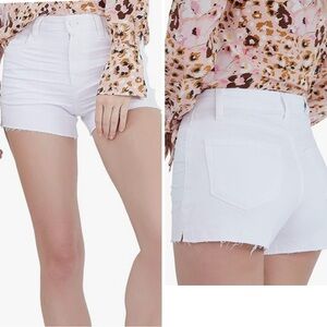 🛼PAIGE Margot short high rise  Lived in crisp White Denim Shorts size 27 NWT..